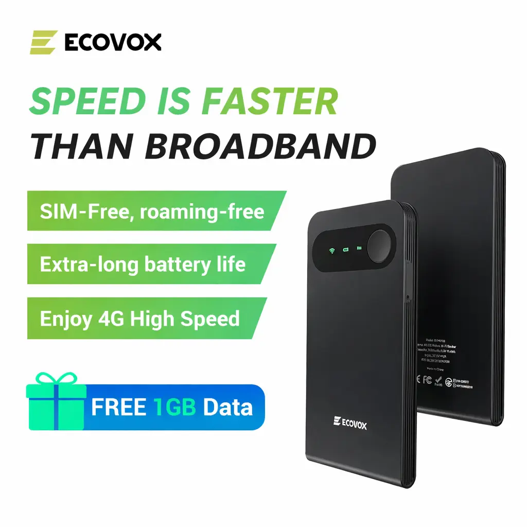 ECOVOX 4G LTE WiFi Mobile Hotspot SIM-Free Roaming-Free 9 Devices ...