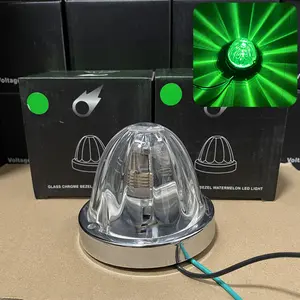 2 Pieces Dual Color Amber/Blue/Green/Red Optional, LED Glass Lens Watermelon Lights, Turn Signal Lights with Stainless Steel Frame, Suitable for Truck Trailers