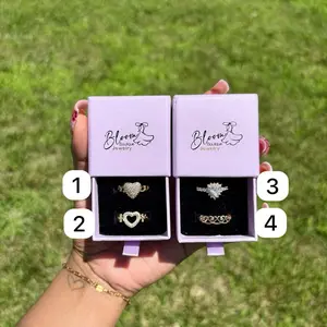 Bloom Jewelry Heart Rings Gold Plated - Gold Plated Finish Set of Rings in Purple Boxes