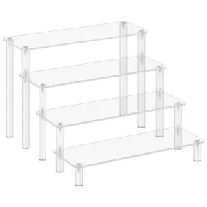 4 Tier Acrylic Display Risers, Clear Perfume Organizer Stand, Cupcake Food Stand Holder, Shelf Risers for POP Figures, Dessert Shelves for Party Table, Vanity Tray, Room Decorations and Organization Kitchen Rack