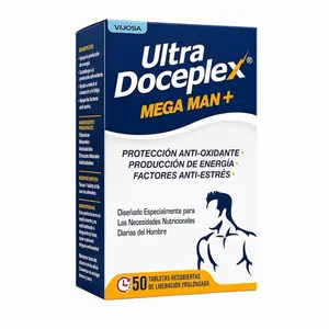 Ultra Doceplex Mega Man+ Multivitamin Tablets – Energy, Antioxidant & Stress Support for Men, 50 Extended-Release Tablets