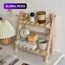 2-Tier Wooden Desktop Storage Organizer, Multifunctional Display Shelf for Home and Office, Summer Home Decor, 1 Count #GLOBAL PICKS