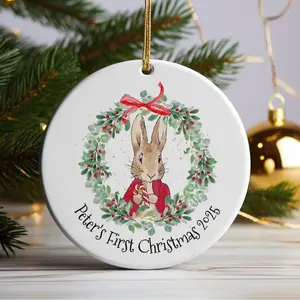 Peter Rabbit Ceramic Christmas Ornament, Custom Ornament, First Christmas Ornament, Christmas Decoration, Peter Rabbit, Christmas gift
