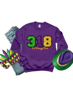 Sweatshirt-Mardi Gras 318 LaWeezyAna Glitter Applique Sweatshirt