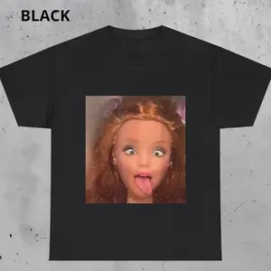 Doll Face Funny T-Shirt with Judging Expression Meme Aesthetic Tee WTF Look Shirt Sarcastic Doll Humor Graphic Unisex Gift Idea