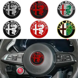 For AlfaRomeo 147 156 159 Car Decorations Interior 1PCS Car Logo Steering Wheel Decoration Badge Sticker Decal Car Wheel Center Hub Cap Emblem Accessories