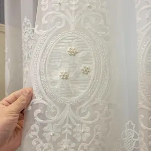 Embroidered Lace Curtain, Elegant Lace Trim, Elegant Window Curtain, Window Screening for Home Living Room Bedroom, Home Decor Supplies