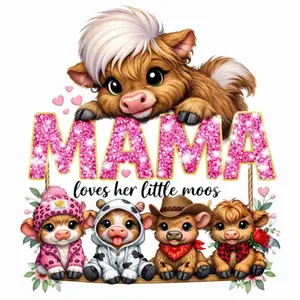5D DIY Full Drill Round Diamond Painting - Diamond Painting Kit Little Bull Mommy Mosaic Canvas DIY Wall Art, Home Wall Decoration, Handicraft
