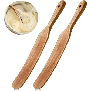 2 Pack 13" Acacia Wooden Spatula for Sourdough Starter, Mixing, Reaching Bottom of Jar, Dough Whisk, Long Handle Jar Spatula, Spurtle Kitchen Tool  Kitchen Utensil Kit for Baking, Cooking