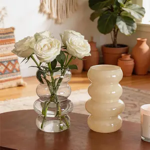 French Retro Glass Vase for Living Room Decoration with Water and Flowers Arrangement teacher appreciation gifts 2026 adults gifts bedroom decor flower bouquets