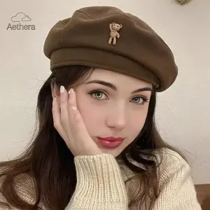 Aethera Premium Cute Winter Beanie Hat Face Framing Beret Painter Cap Stylish Versatile Machine Washable Ideal for Students 3 Colors