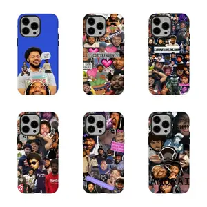 Funny Streamer Meme Collage Phone Case, Blue Background Internet Culture Aesthetic Shockproof Protective Cover,for iPhone 16 15 14 13 12 11 17Pro Max,for Samsung S25 S24 S23 S22 Ultra,Gifts For Fans, Phone Accessories