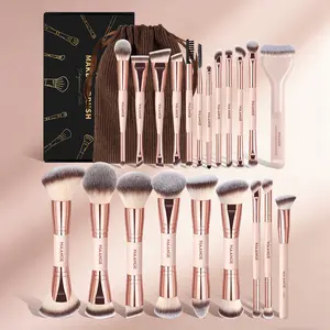 MAANGE 21pcs Makeup Brush Set with Storage Bag, Foundation Brush Loose Powder Brush Blush Brush Contour Brush Concealer Brush Eyeshadow Brush Nose Shadow Brush Eyeliner Brush Eyebrow Brush Eyelash Brush, Travel Makeup Tools, Gift for Women & Girls