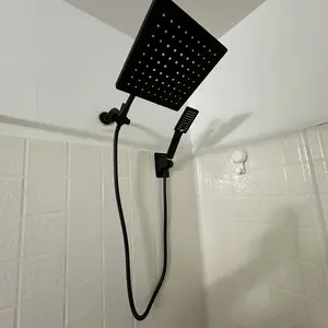 Matte Black Handheld Shower Head Set, 1 Set Including 10-Inch Extension Arm, Adjustable Hand Shower, Wall-mounted on-off Valve Control, Modern Leak-proof Shower System, Rainfall Shower Head, Shower Head Ensemble