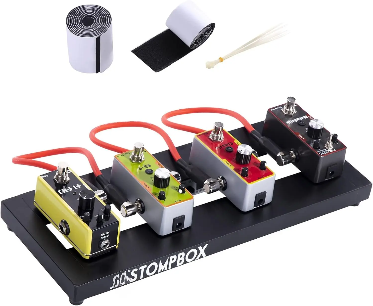 14" Mini Pedal Board Guitar Effects Pedals Compact Small Pedalboard with Mountain Tape &  Tie