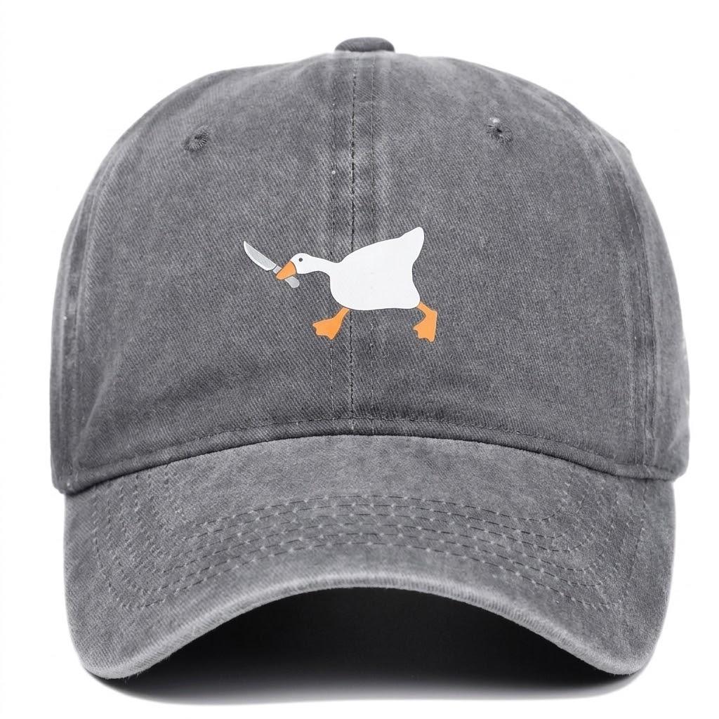 Embroidered baseball cap with goose pattern for men and women, casual and fashionable city style duckbill cap