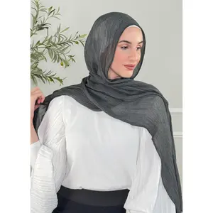 Crinkle Modal Hijab - Charcoal