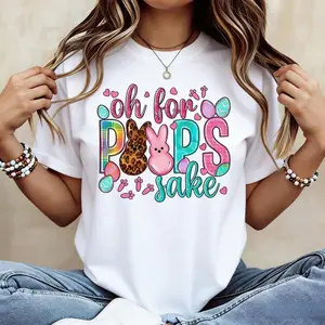 Easter Bunny Rabbit Graphic T Shirt e Cotton Women's Casual Round Neck Short Sleeve Regular Fit Summer Top Machine Washable Soft Comfortable Fashion Tee Ideal For Easter Party Celebrations Daily  Breathable Gift Idea