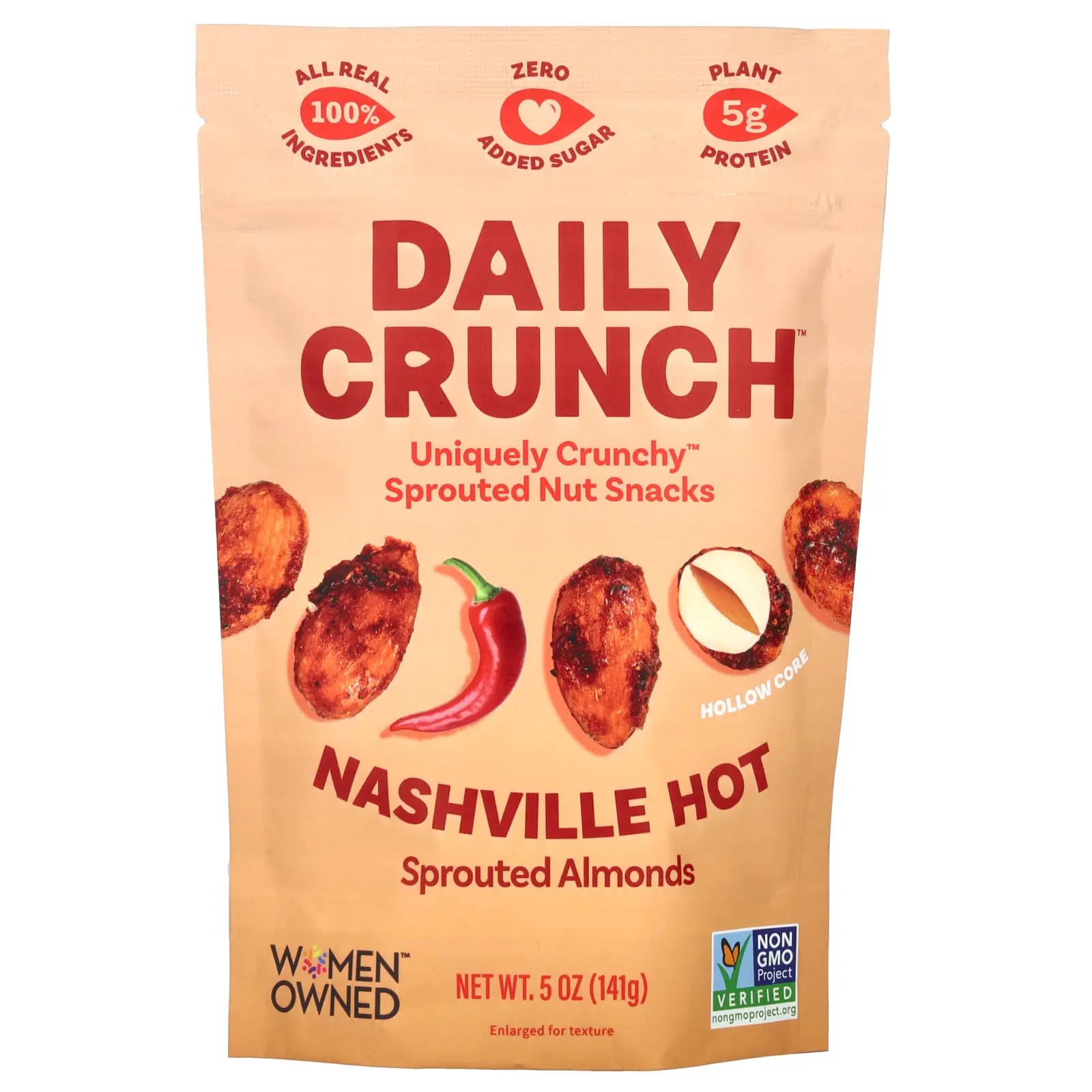 Daily Crunch Sprouted Almonds, Nashville Hot, 5 oz (141 g)