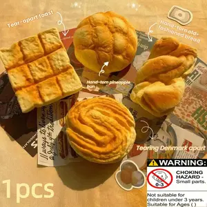 Simulation Bread Slow Rebound Stress Relief Toy, Hand-Torn Butter Toast Squeeze Fun, Perfect Gift for Friends and Family