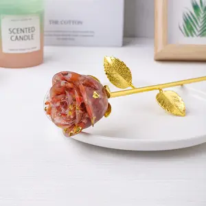 Natural Crystal Rose Quartz Flower Statue, Crystal Carvings, Healing Gemstone Rose Flower Ornament, Desktop Decorative Ornament for Home Office, Vanity Decor Accessories