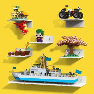 BlissBox White Wall-Mounted Bricks Display Shelf, 5 x 5.5 Inches, Double-Sided Design with 16 x 17 Bumps on Each Side – Perfect for Toy Blocks Storage, Display, or Room Decor, Durable ABS Material