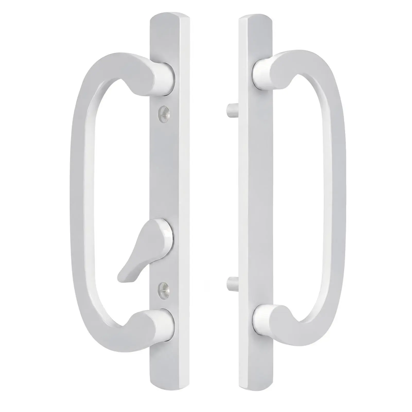 Teilmix White Offset Sliding Patio Door Handle Replacement Fits 1-1/2" to 2-1/4" Thick Door, 3-15/16" Hole Center, Non-Handed