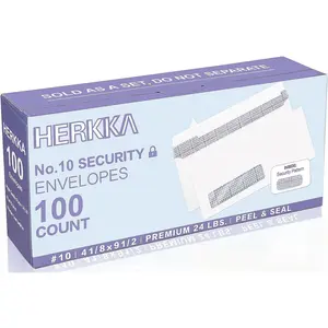 100 Pack #10 Single Left Window Self Seal Security Envelopes for QuickBooks Invoices & Business Statements, Computer Printed Checks Peel and Seal Flap, Size 4-1/8 x 9-1/2 Inches 24 LB