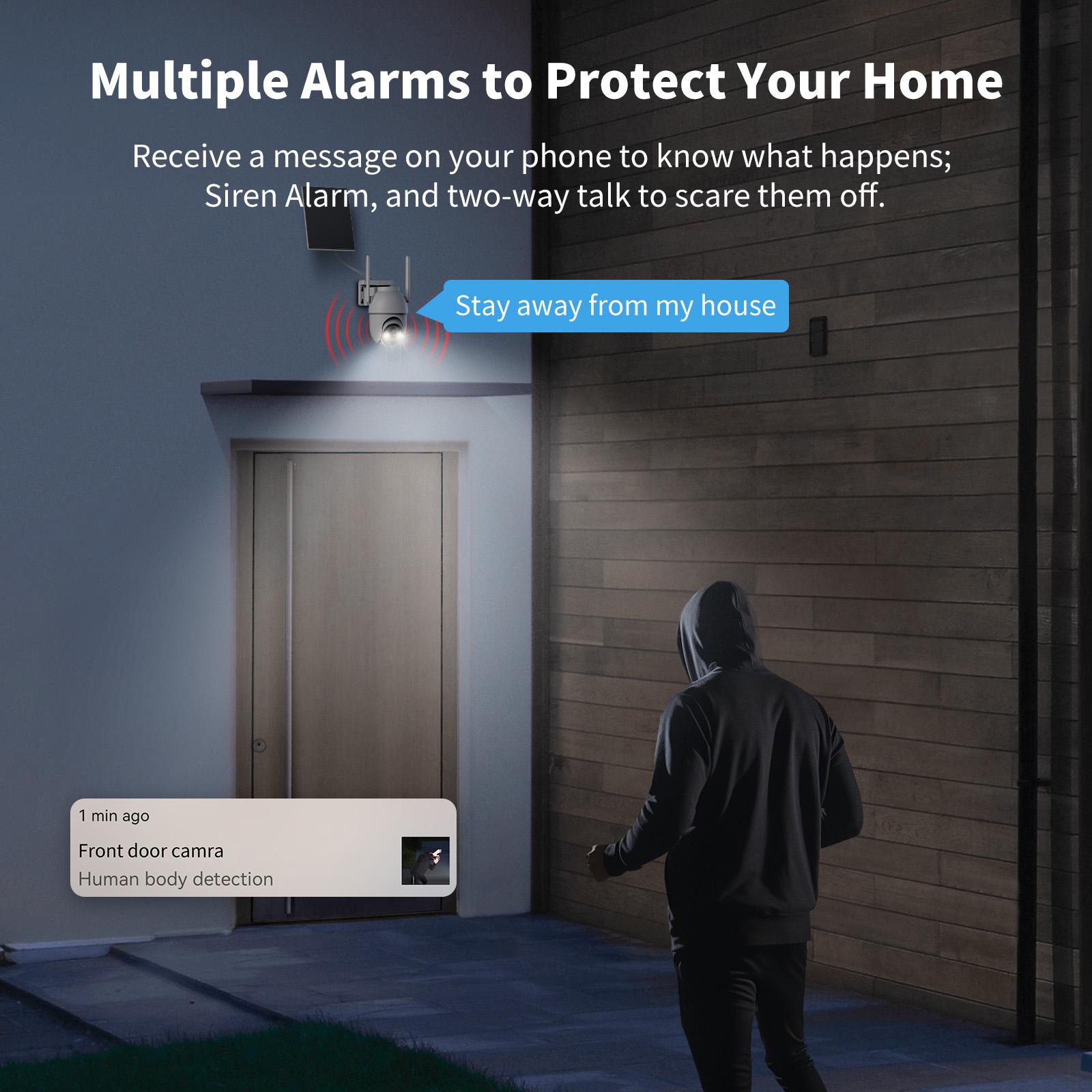 Wireless Solar Powered Security Camera System with Base Station, No Monthly Fee, 2 Cameras Kit, 2K Full Color Night Vision, Solar Powered, WiFi Home Security Camera, No Monthly Fee, IP65 Waterproof, PIR Human Detection, Two-Way Audio, Works with Alexa Wireless Solar Powered Security Camera System with Base Station, No Monthly Fee, 2 Cameras Kit, 2K Full Color Night Vision, Solar Powered, WiFi Home Security Camera, No Monthly Fee, IP65 Waterproof, PIR Human Detection, Two-Way Audio, Works with Alexa