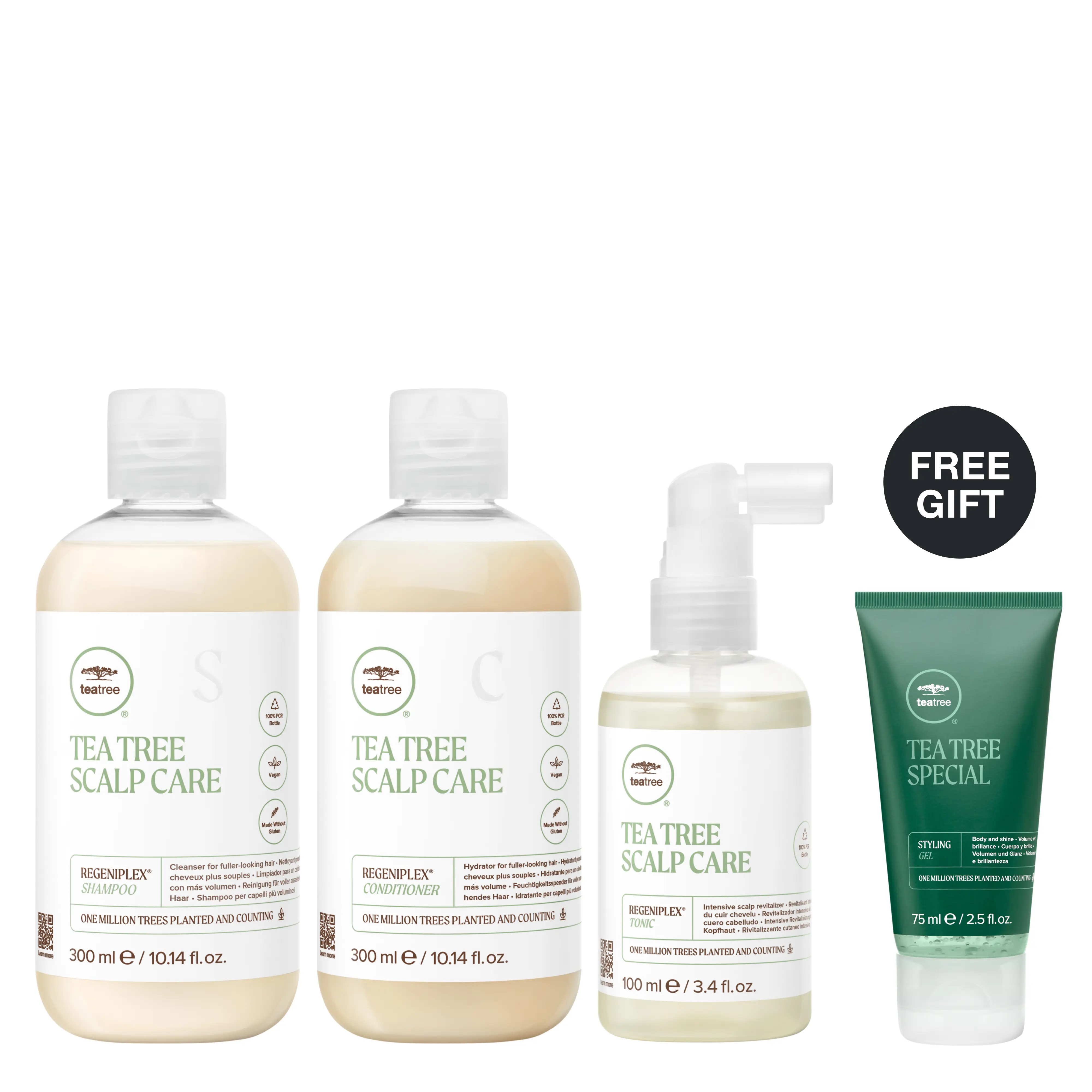 Thinning Hair Rescue Kit for Thicker-Looking Hair – Tea Tree Scalp Care Regeniplex Shampoo, Conditioner and Tonic for Thinning Hair + FREE Hair Gel*