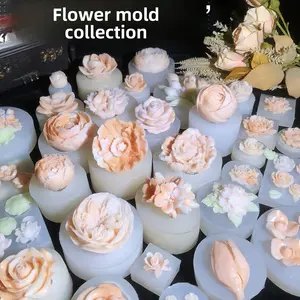 Flower Mold Collection 3D Rose Daisy Heart Bud Peony Poppy Candle Silicone Mold