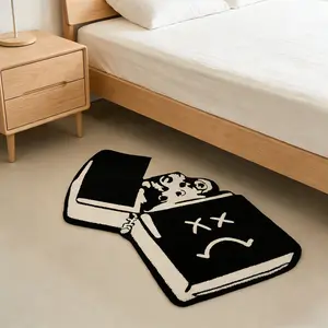 Creative Lighter Design Abstract Rugs, Home Decor Rugs, Contemporary Rugs, Bedroom Bedside Non-Slip Mat, Modern Simple Style Durable Easy Clean Plush Pad