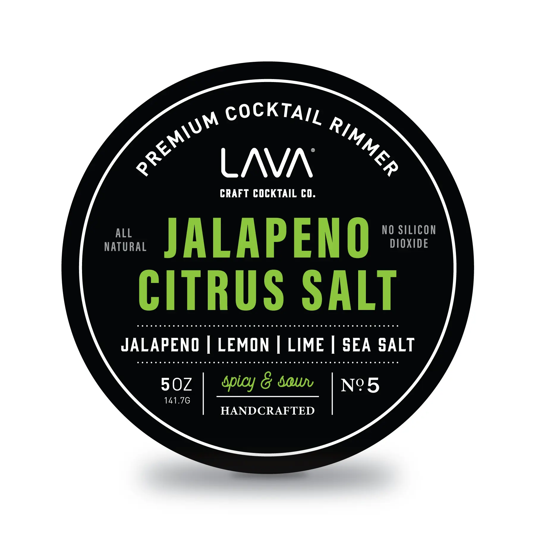 LAVA Premium All Natural Jalapeno Citrus Sea Salt Rimmer, Spicy Margarita Rimmer Salt Rim, 6oz Screw-on Lid Container rim  dips