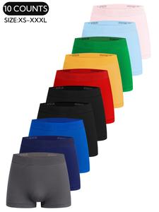 men's colorblock letter tape boxer brief, comfortable breathable seamless underwear for daily wear, men's underwear for all seasons