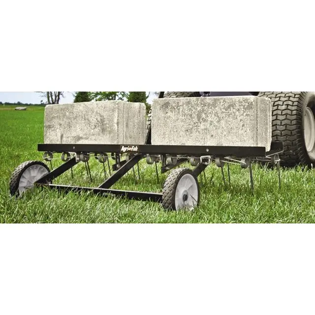 Agri-Fab 45-0294 Tow Lawn Dethatcher for Lawn Care, 40 in. Size, 20 Heat-Treated Tines, 3x16 in. Diameter, 30 lbs Weight, 41" H x 41" W x 40" L, Cantilever Handle for Thatch Removal