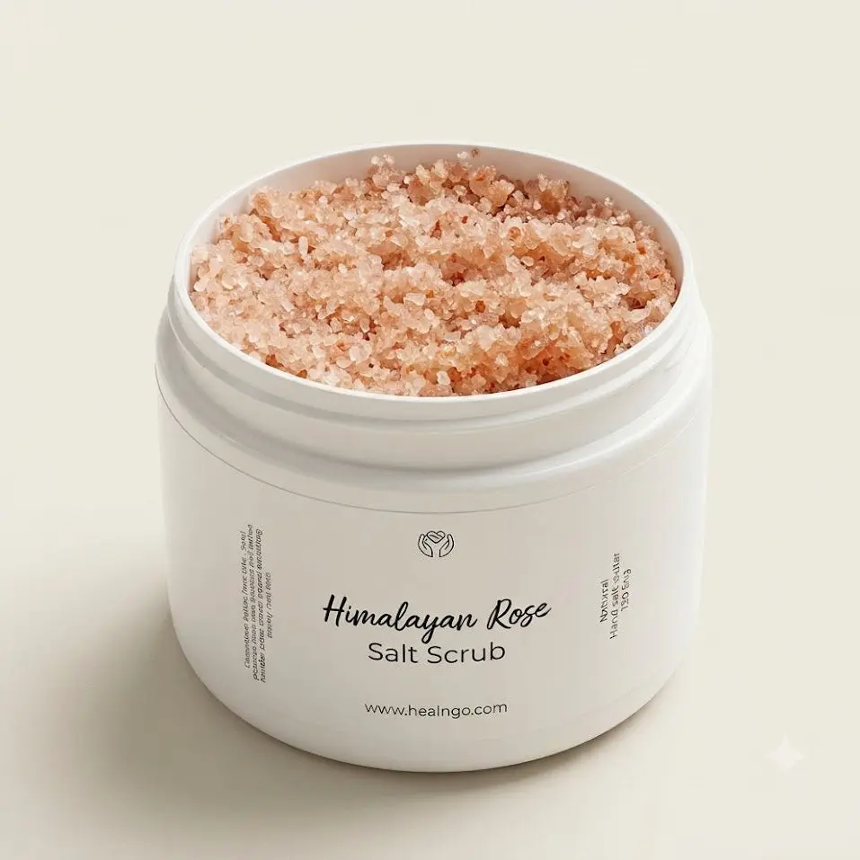 Himalayan Rose Body Scrub – Exfoliating Salt Scrub with Glycerin & Sweet Almond Oil for Smooth, Radiant Skin