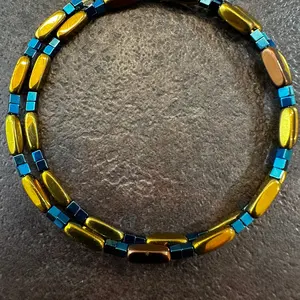 Handmade Memory Wire Hematite Beaded Bracelet