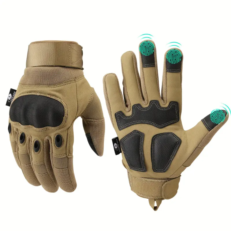 Touchscreen Tactical Gloves with Hard Knuckle - Ideal for Hunting, Paintball, Hiking, Camping, Climbing & Cycling, Medium Size