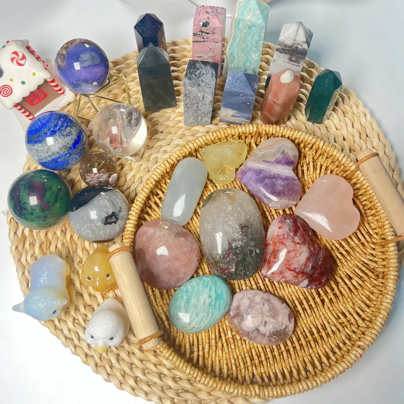 Crystal combination set, Crystal ball, Crystal tower, Crystal carving, fashionable home decoration.