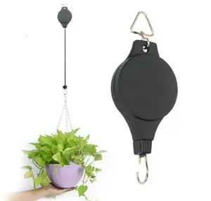 Retractable Plant Pulley - Adjustable Hooks for Hanging Flowers, Basket, Pot Organiser Hanger