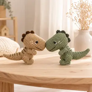 Cute Crochet Raptor Plush Toy, Handmade Dinosaur Amigurumi Doll, Desk Decor, Gift for Dino Lovers