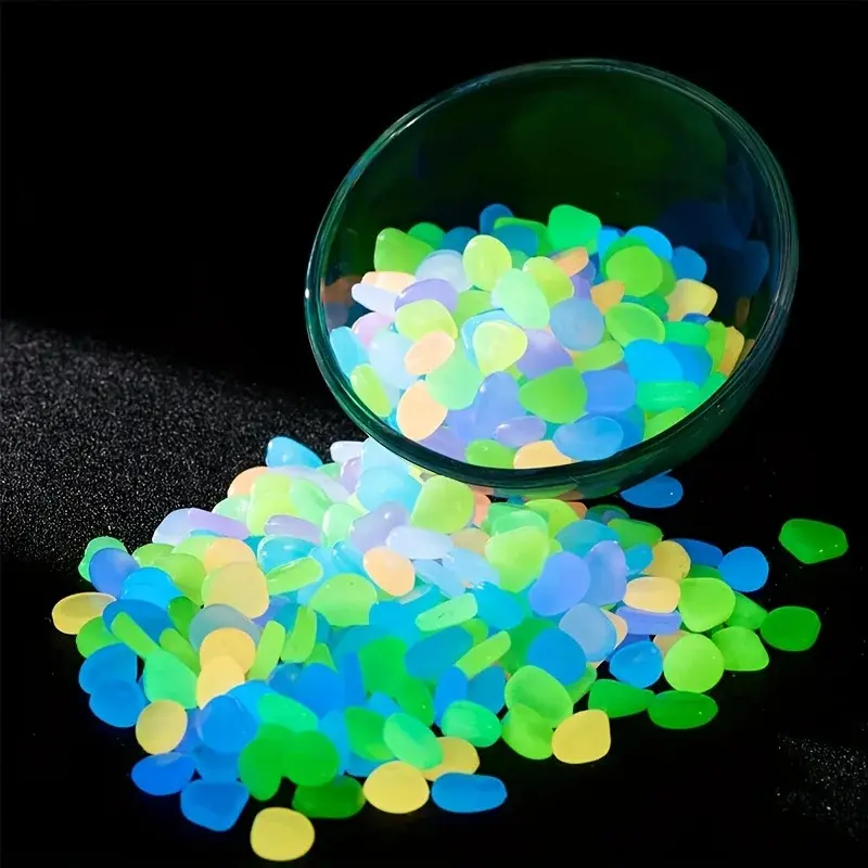 500pcs/1000pcs/bag Glow-in-the-Dark Fluorescent Pebbles for Magical Garden Aquarium Landscaping & Wedding Decoration, Fish Tank Decor, Aquarium Supplies, Fish Tank Decorations