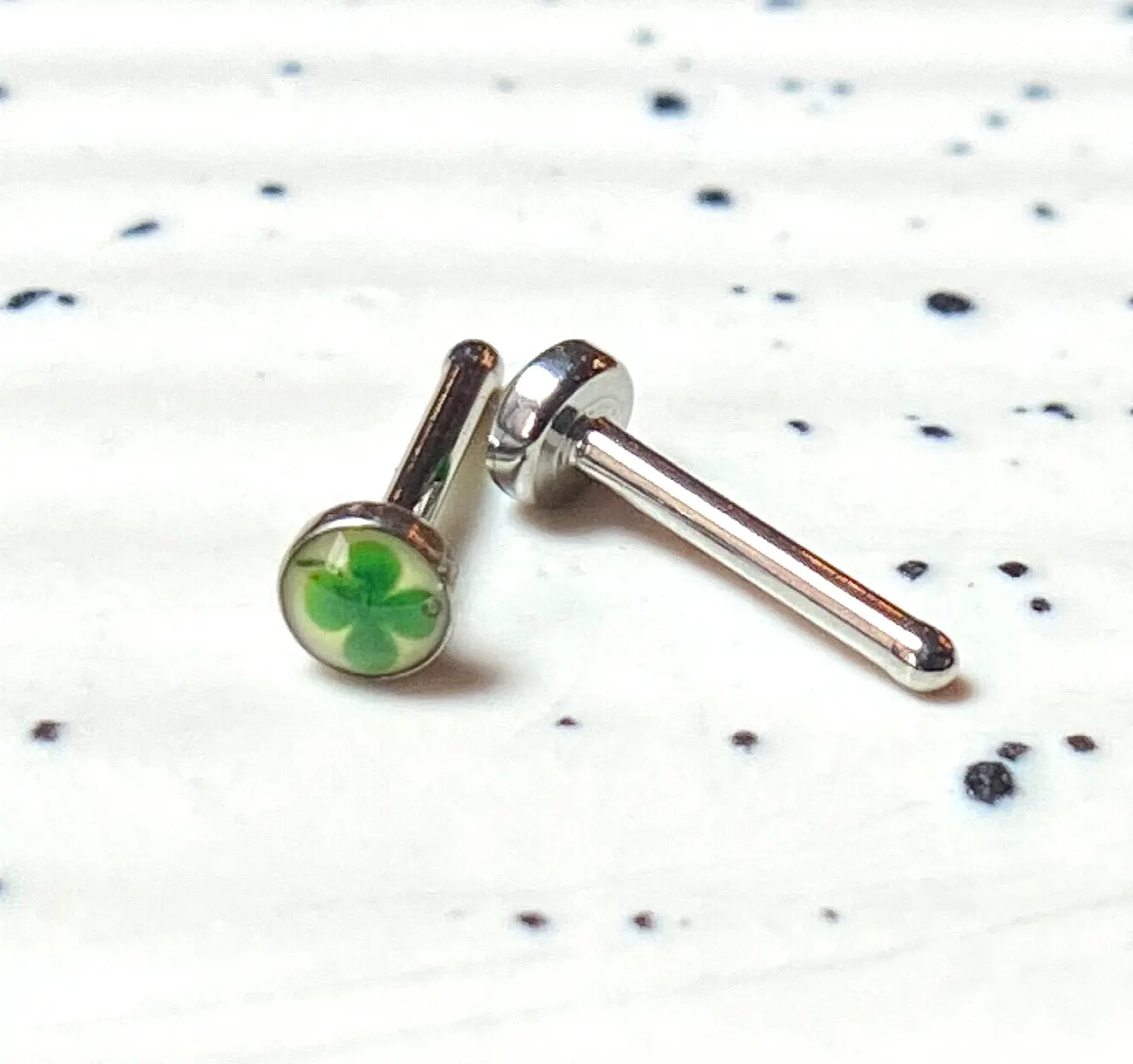 1pc Nose Ring Steel Four Leaf Clover Shamrock Logo Bone Stud 18g Body Jewelry