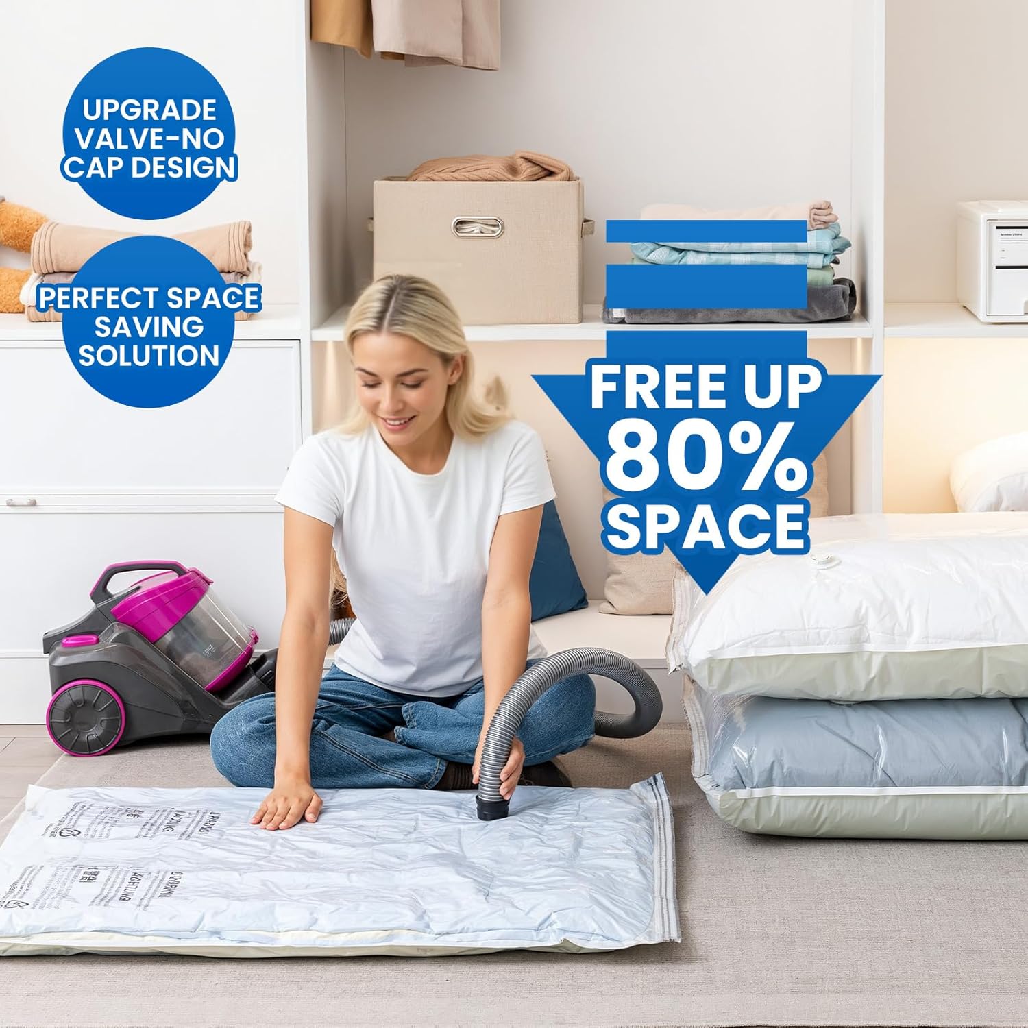 TAILI 8 Pack Vacuum Storage Bags for Comforter and Blankets, Jumbo Vacuum Seal Bags for Bedding 40x31 Inch, Space Saver Bags for Clothes, Pillows, Saving More Closet Space