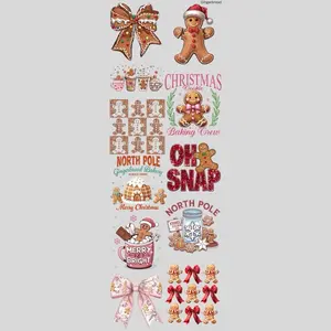 Gingerbread Christmas DTF Transfers Gang Sheet 24.5" x 72" for DIY Direct to Film T-Shirt Graphic Transfers dtf transfer