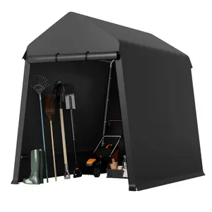 6 * 8FT Portable Storage Shed for Outdoors,Heavy Duty Carport with Roll Up Doors & Vents Outdoor Storage Shed,Suitable for Garage Storage Shelter for Motorcyc,ATV and Garden Tools-Black