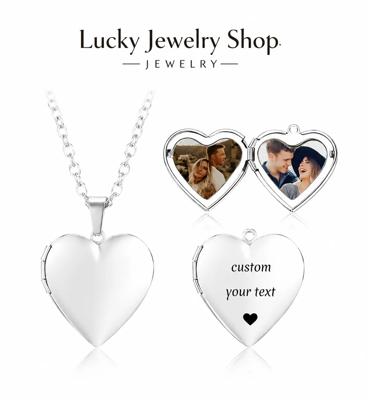 Custom Heart Locket Necklace with Photo Inside, Personalized Memorial Jewelry Gift, Romantic Couple Necklace for Women & Men