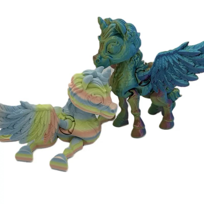 3D Printed Fully Articulated Unicorn with Colorful Design and Unique Features figurine decor