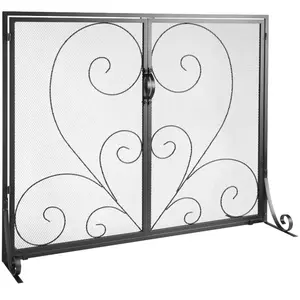 VEVOR Fireplace Screen 1 Panel with Door, Sturdy Iron Mesh Fireplace Screen, 39(L)x31.6(H) Spark Guard Cover, Simple Installation, Free Standing Fire Fence Grate for Living Room Home Decor Vintage
