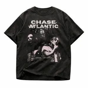 Chase Atlantic Lost in Europe and UK Tour 2025 Album Vintage Washed T Shirts Men Hip Hop Gothic Short Sleeve T-shirts Streetwear